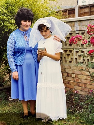 My first Holy Communion, and mum wearing her favourite colour blue