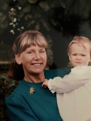 Mum and a little Nicola Roberson in 1988