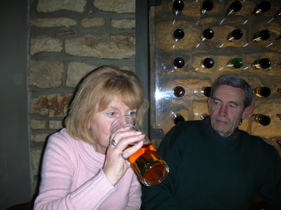 enjoying a beer in Prague