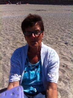 Mum on the beach in Cornwall 