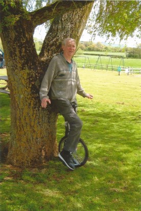 Last ride on the unicycle before Dad took it to Atwell Motor Museum, in Calne.