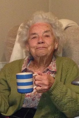 Grandma Rose with tea and teacake