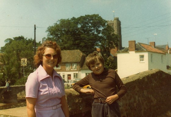 Standing on Cannington bridge  with his Mum 1970s