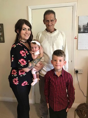 Chris with his daughter Jodie and his grandchildren Finlay and Teagan 