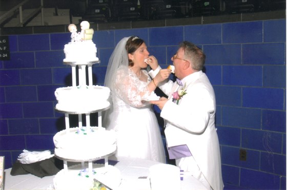 Feeding each other cake!