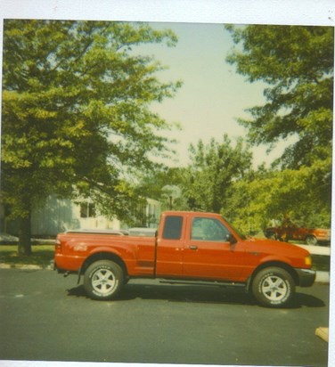 Bob's red truck that he wrecked!