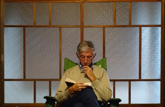 Teba Jima, Japan 2018. (John found tatami-mat life a little challenging hence the deck chair) 