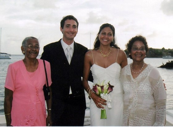 Lara & Jon, Mom & Aunt Vickie - A wonderful wedding day in Antigua...
