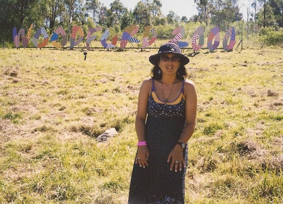 Karyn at Woodford Folk Festival, Queensland, 2000 to see in the new millenium
