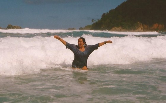 Enjoying the surf in Byron Bay, Australia, 2000