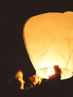 Henry releasing sky lantern