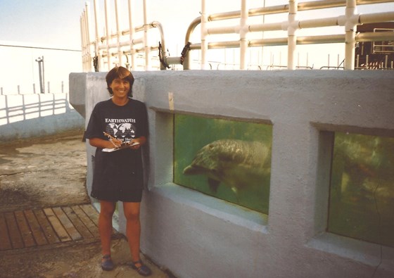 Karyn as Earthwatch volunteer at Kewalo Basin Marine Lab, Hawaii