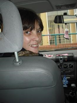 Julie in  Kays car taken by Sian 2010