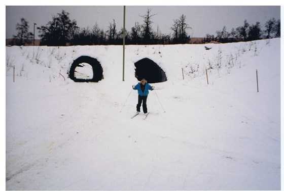 Moira on cross-country skis, Alaska 1991