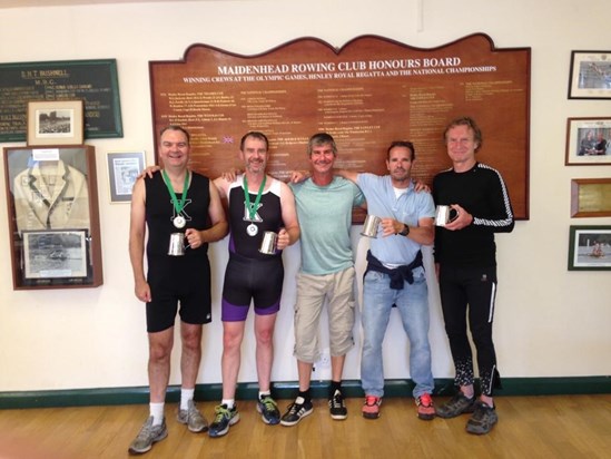 Nigel, Anthony, Craig, Diego & David winning their first pots at the Maidenhead Regatta