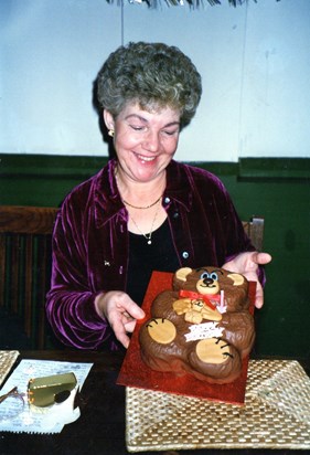 Sheila and one of her cakes 