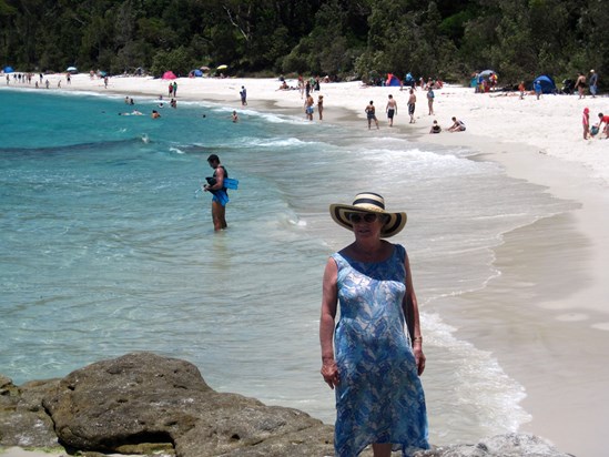 Aud at Jervis Bay, Australia, 2010.  Previous pic in Hampshire also featured grandson, William, then aged just a few months