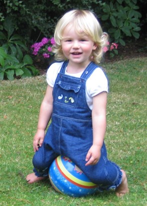 Lilia on a ball in Grandparent's garden - September 2008