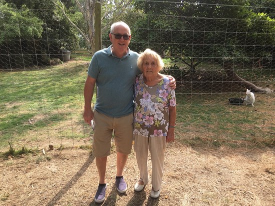Mum out for a walk with Kate and Steve at Leonards Lee Gardens in September 2020