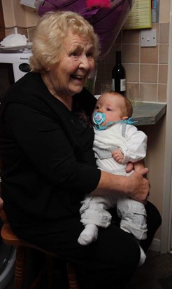 Granny with her Great Grandson Hayden at his Baptism 