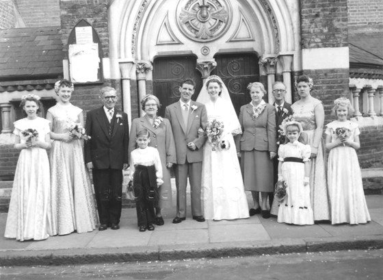 George & Gladys Everingham Wedding in 1957 at St Paul's, Bow