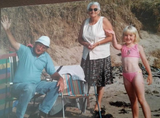 Gordon, Muriel and Amy on Beadnell beach.