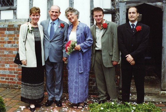 Dad and Margaret Wedding Day with Steve, Chris & Barbs