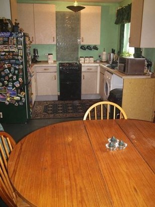 The kitchen where it happened and the dining table the toffee landed on