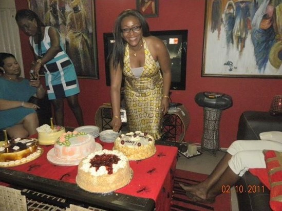 Nadine cutting her cakes during her last birthday
