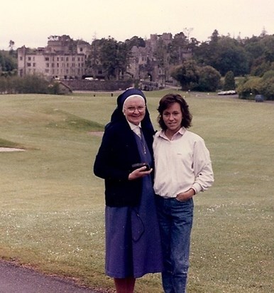 1986 with great niece Laura Mullahy in Ireland