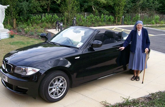 2010 when Sr Catherine was enticed out to see the car!