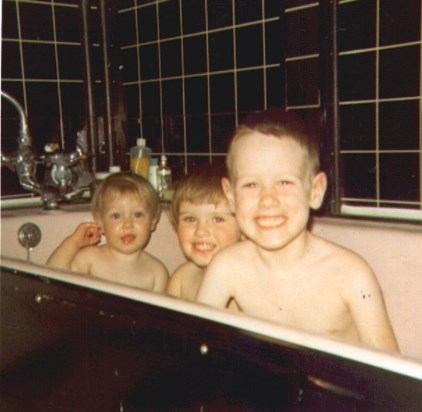 Bathtime for little Murray, Alison and Laura 