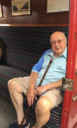 Geoff on the steam train at Sheringham - July 2020