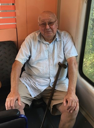 Dad on a steam train in Sheringham - July 2020