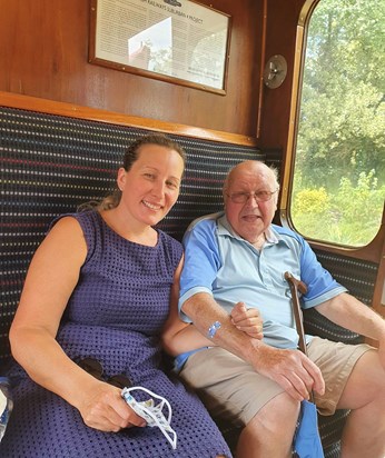 Dad and I on the train at Sheringham, Norfolk