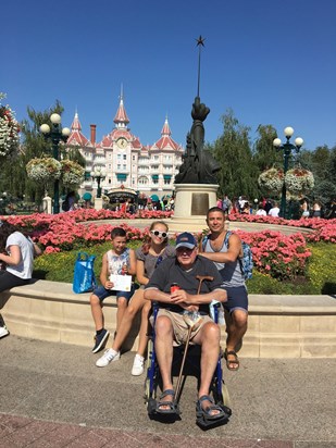 Dad, Lee, Kaitlyn and Jacob at Disneyland, Paris