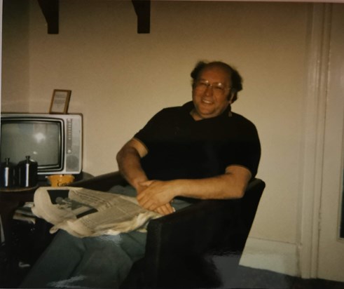Geoff and his daily paper in the 80s