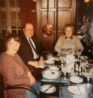 Family meal out with Tricia and Dorothy early 1990s