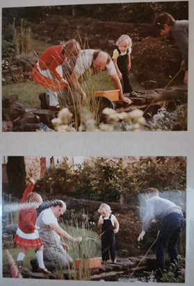 Pond fishing with his Nephew Paul and kids - late 1980s