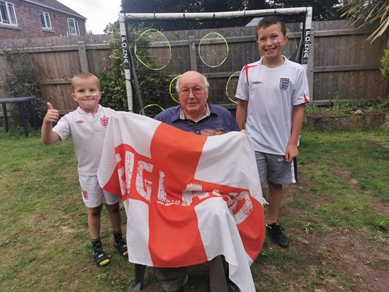 Dad with his grandsons Ethan and Jacob "Go England" Football Final (11 July 2021)