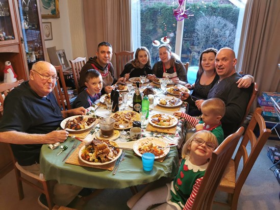 Geoffrey with all his family (minus photographer David) Christmas Day 2019