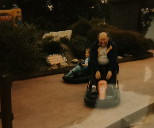 Go karting with David on holiday late 1980s