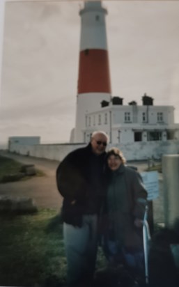 Geoff and Tricia at Portland Bill Lighthouse - 2005