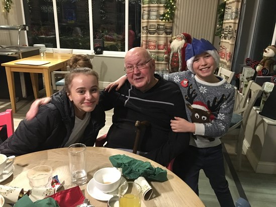 Kaitlyn, Jacob and Grandad Christmas 2019