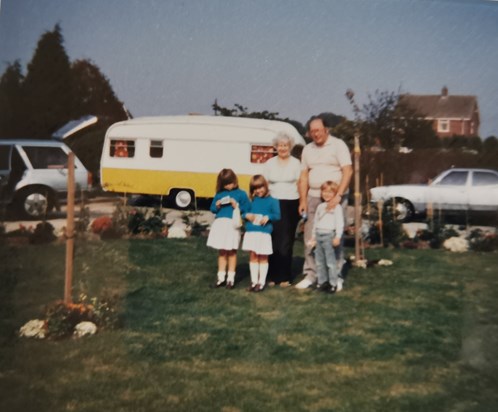 Dad, Nannan and kids 1986 - with one of the caravans