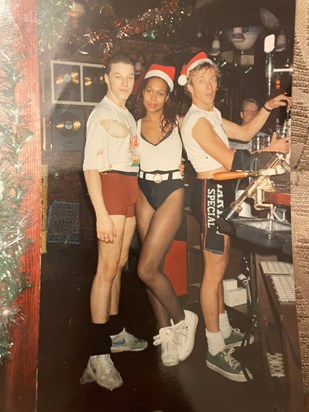 Buzz Bar, Christmas 1991 when Tim was a student at London Studio Centre. Tim, Joy and Andy