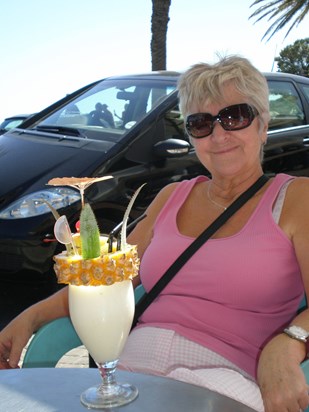 Mum enjoying her favourite tipple the Pina Colada