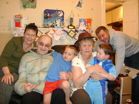 Nana Carol, great grampa Davie, Derren, Nana Honey with Robbie and Great Uncle Allan (Xmas 2008)
