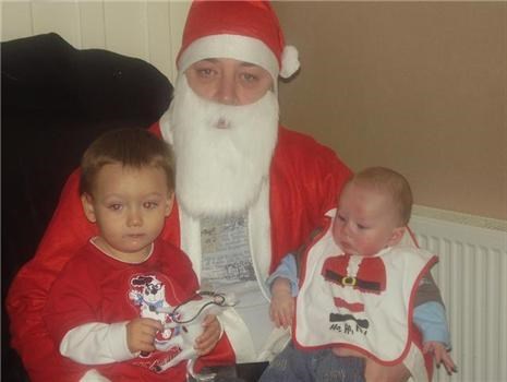 My Papa Robert as Santa with Derren and Me as a baby