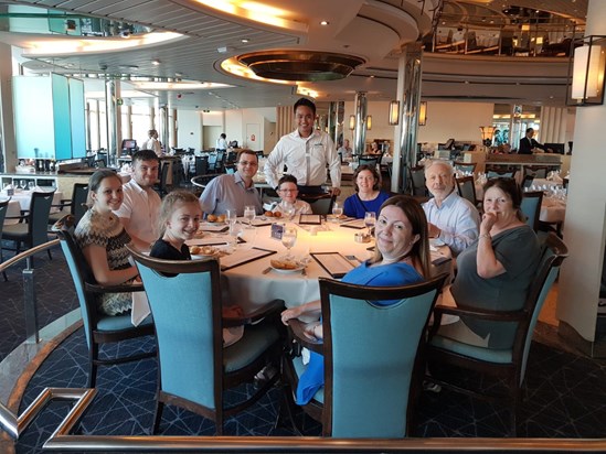 All of us with Dad - just how he loved it. Summer Cruise 2019